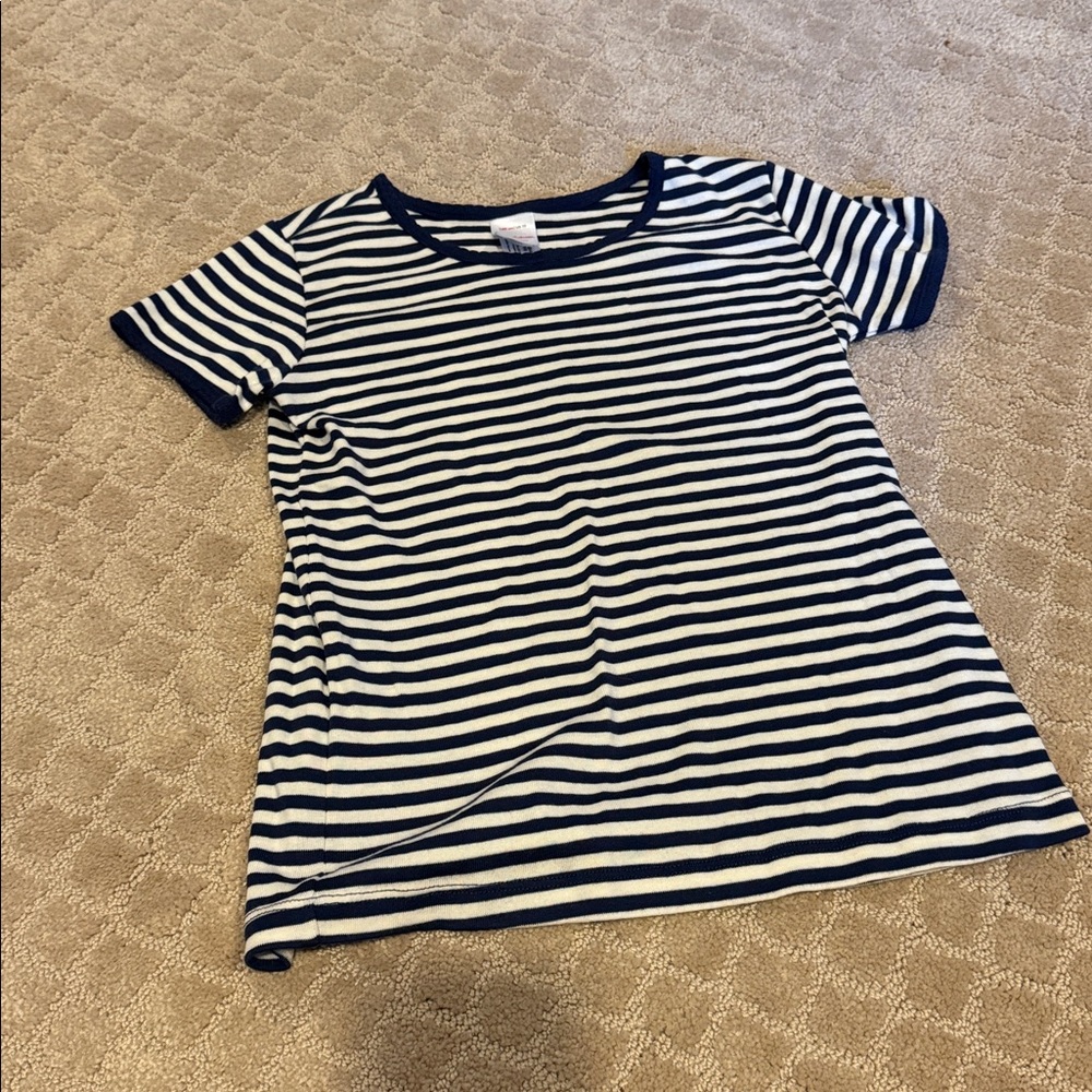 Hanna Andersson Striped Navy and White T-Shirt